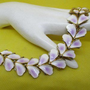 Vintage KRAMER ENAMEL BRACELET Kramer Lavender And White Enamel Gold Tone Metal